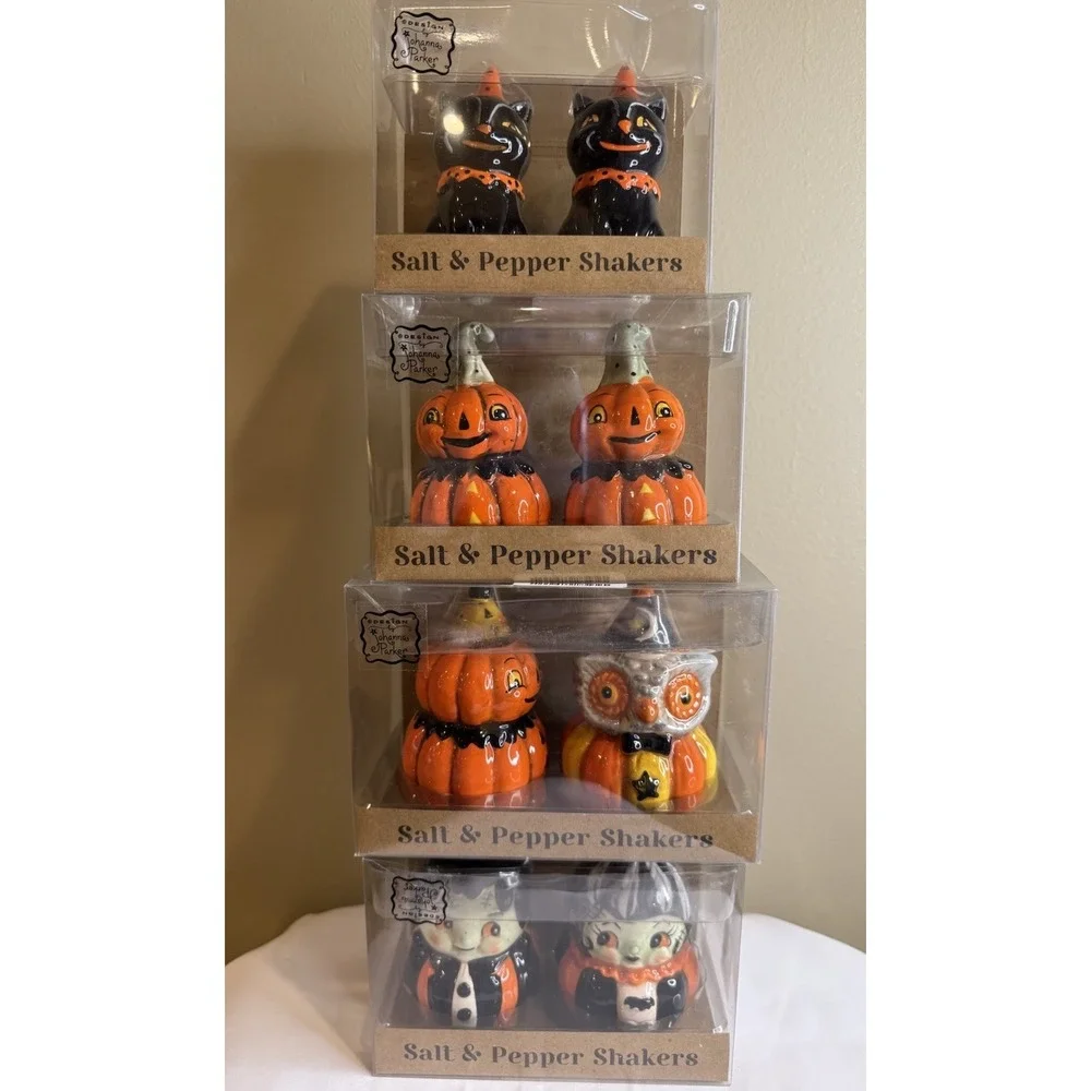 LOT of Vintage Johanna Parker salt‎ & Pepper Halloween Shakers BRAND NEW